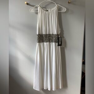 JS Boutique White Dress with Silver Embellishments